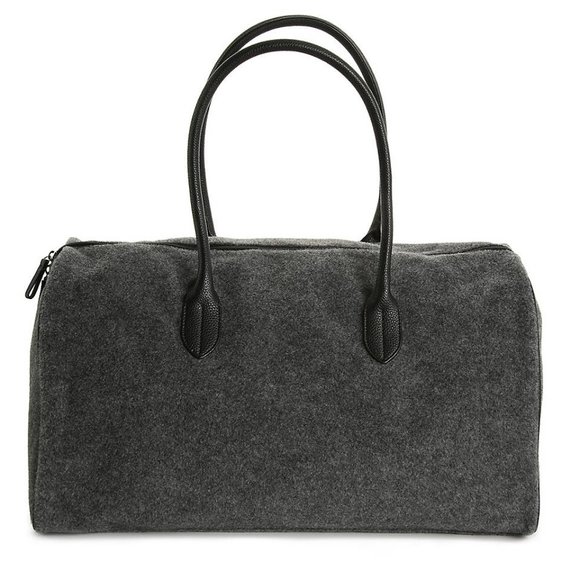 🆕 Travel Duffel Bag Tote GREY Wool Felt - Picture 9 of 16